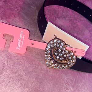 Juicy Couture Black Belt with Sparkling Gold Heart Buckle
